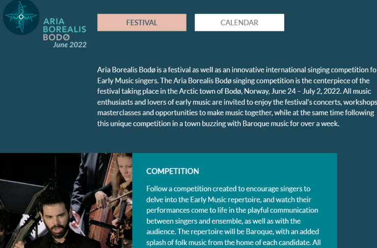 Aria Borealis Bodø: International Competition for Early Music Singers